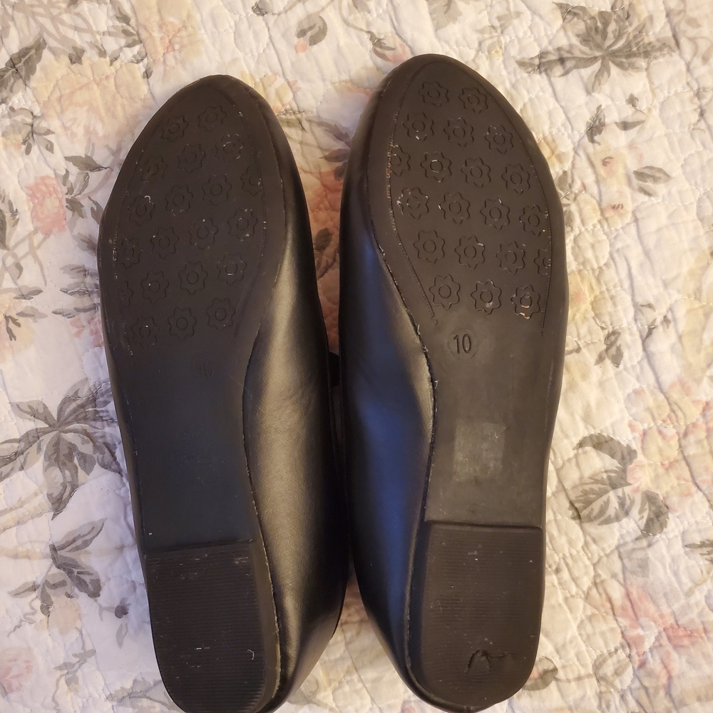 Black Ballet Flats with Studded Strap - Picture 3 of 7